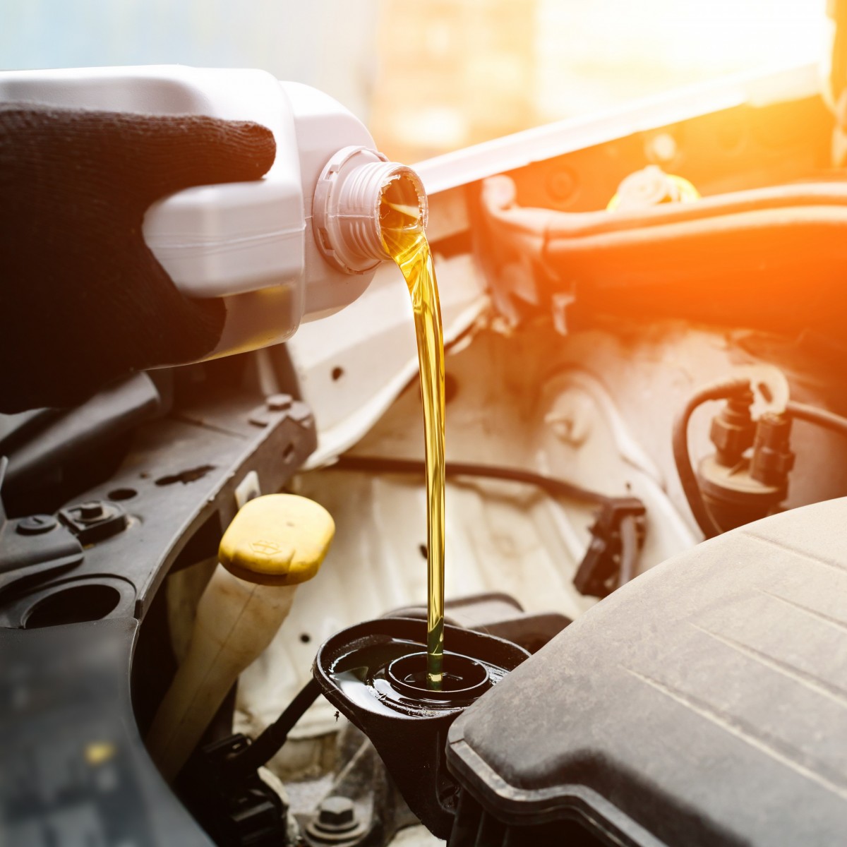 oil being poured into car