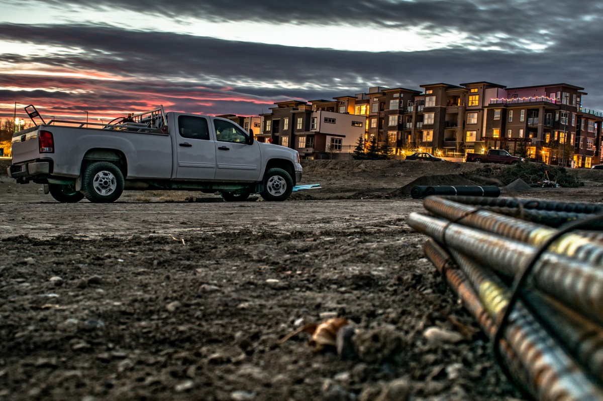 diesel truck in front of a beautiful sunset