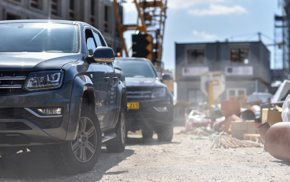 construction site with trucks on it 