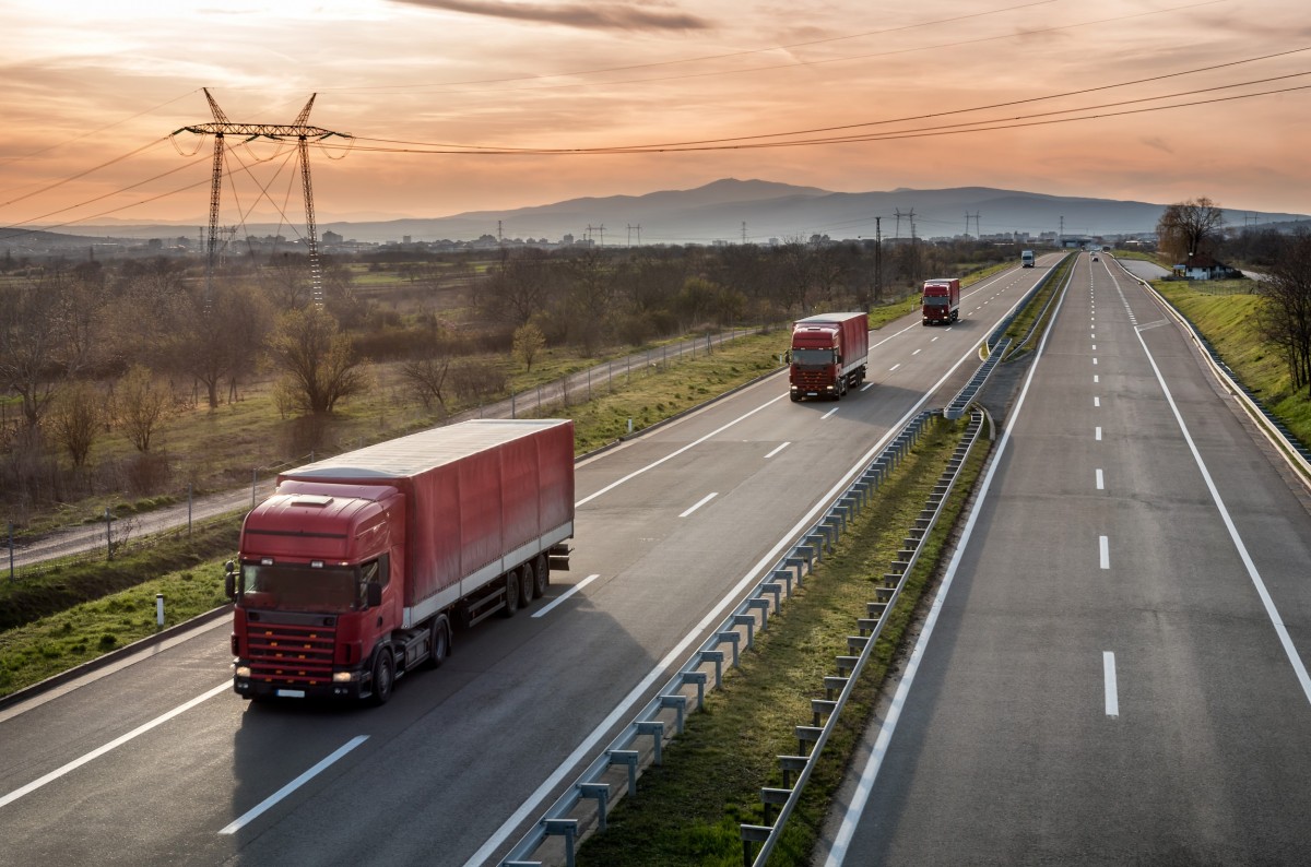 trucks on road